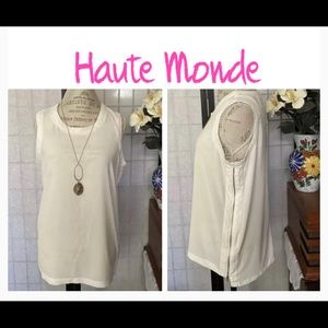 Haute Monde Women’s M Semi-Sheer Dual Zip Hi-Lo Tunic Top